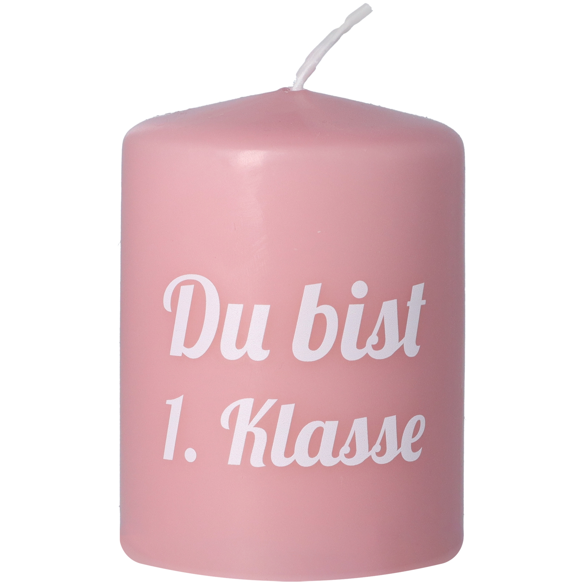 Stumpenkerze Rosa "Du bist 1. Klasse"