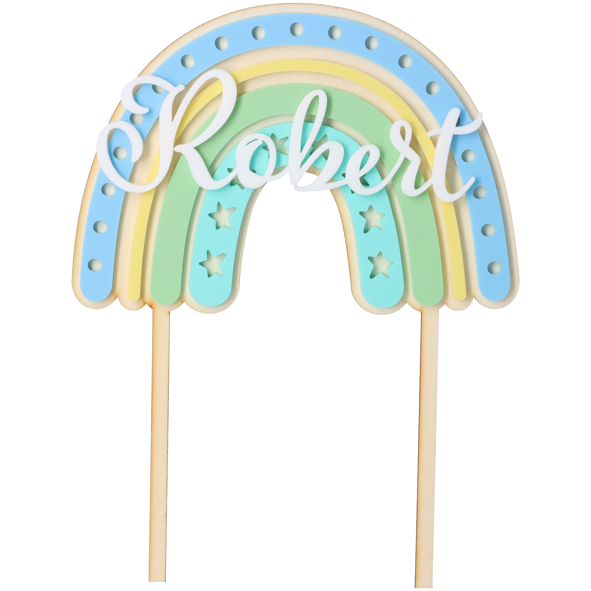 Cake Topper Regenbogen mit Sternen & Namen