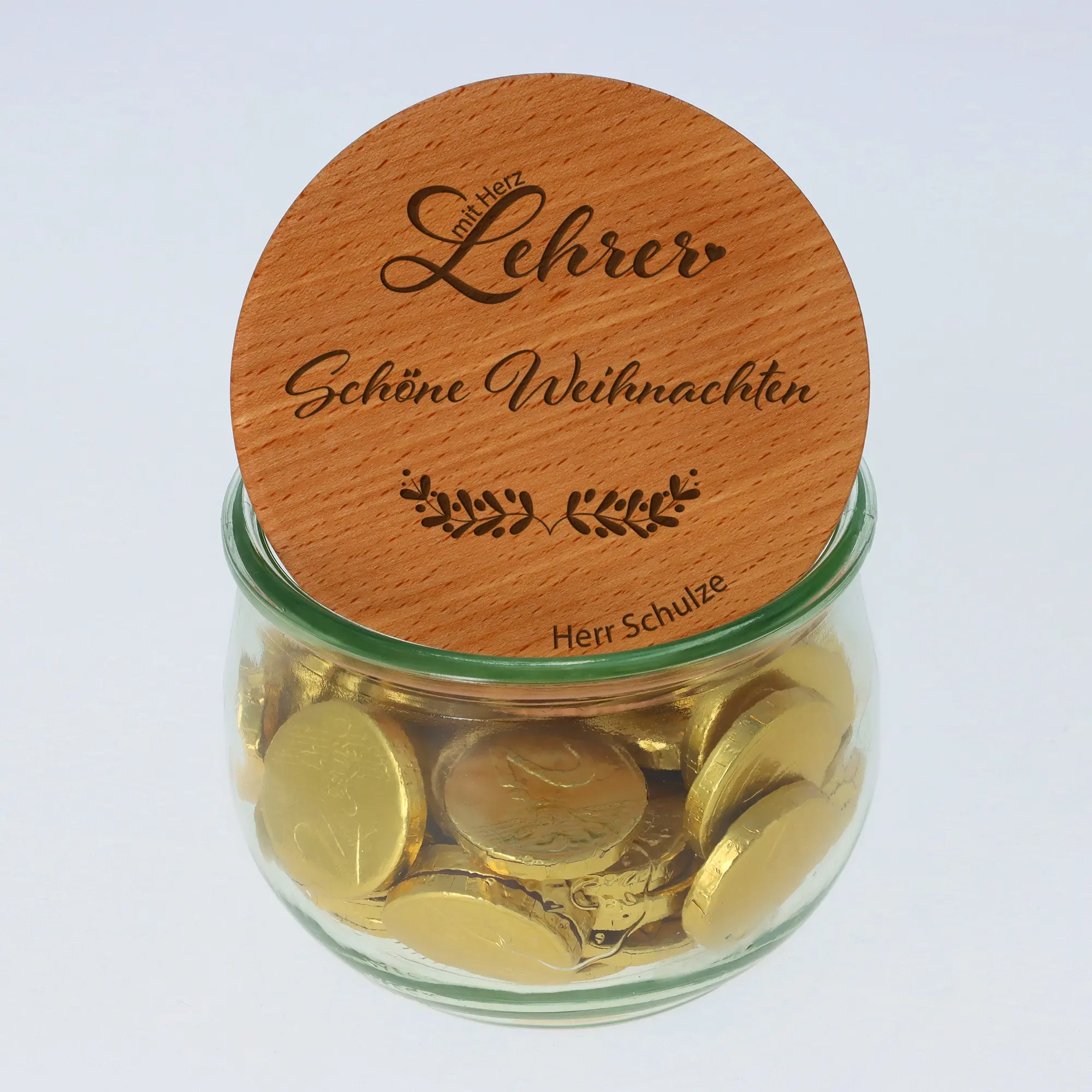 Geschenkglas "Lehrer mit Herz Schöne Weihnachten"