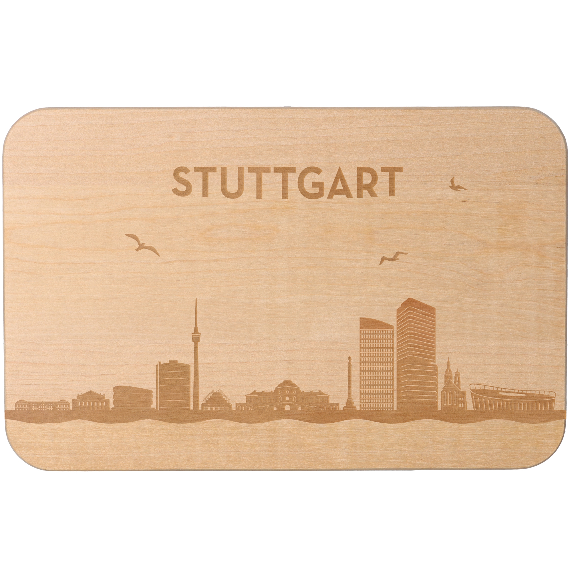 Frühstücksbrett Skyline Stuttgart