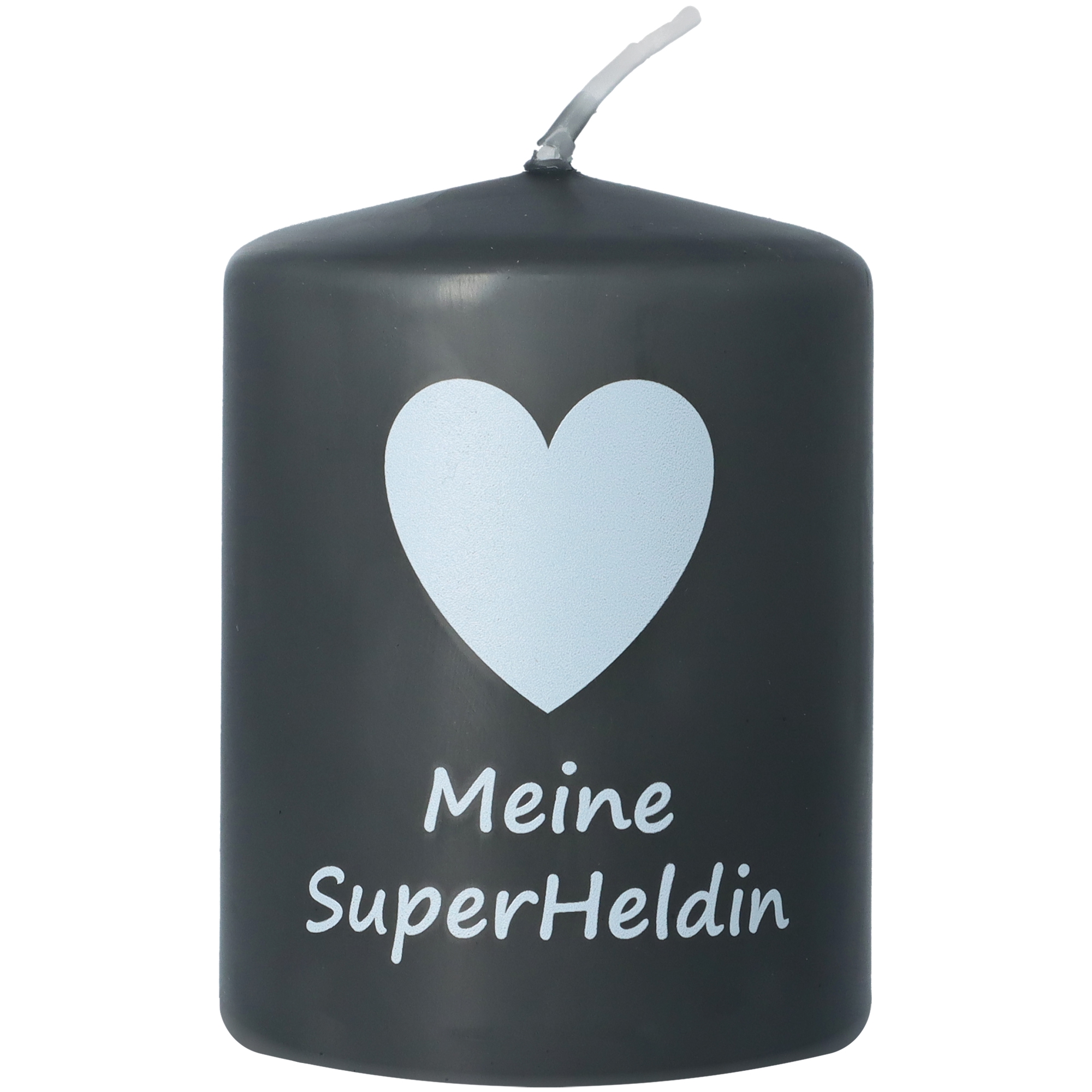 Stumpenkerze Schwarz "Meine SuperHeldin"