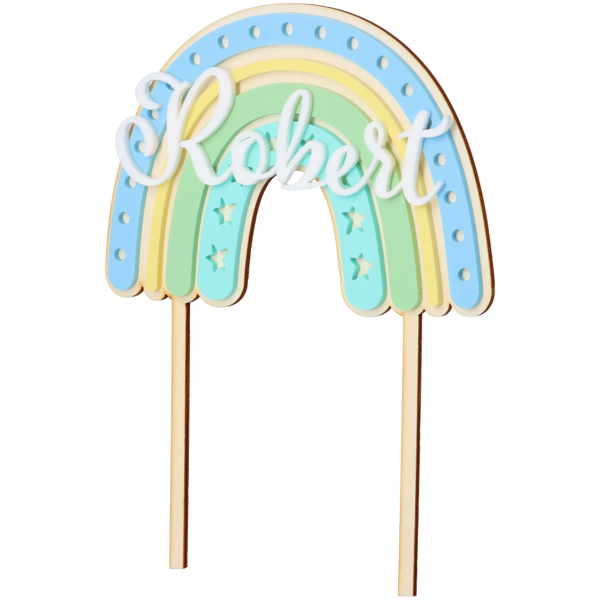 Cake Topper Regenbogen mit Sternen & Namen