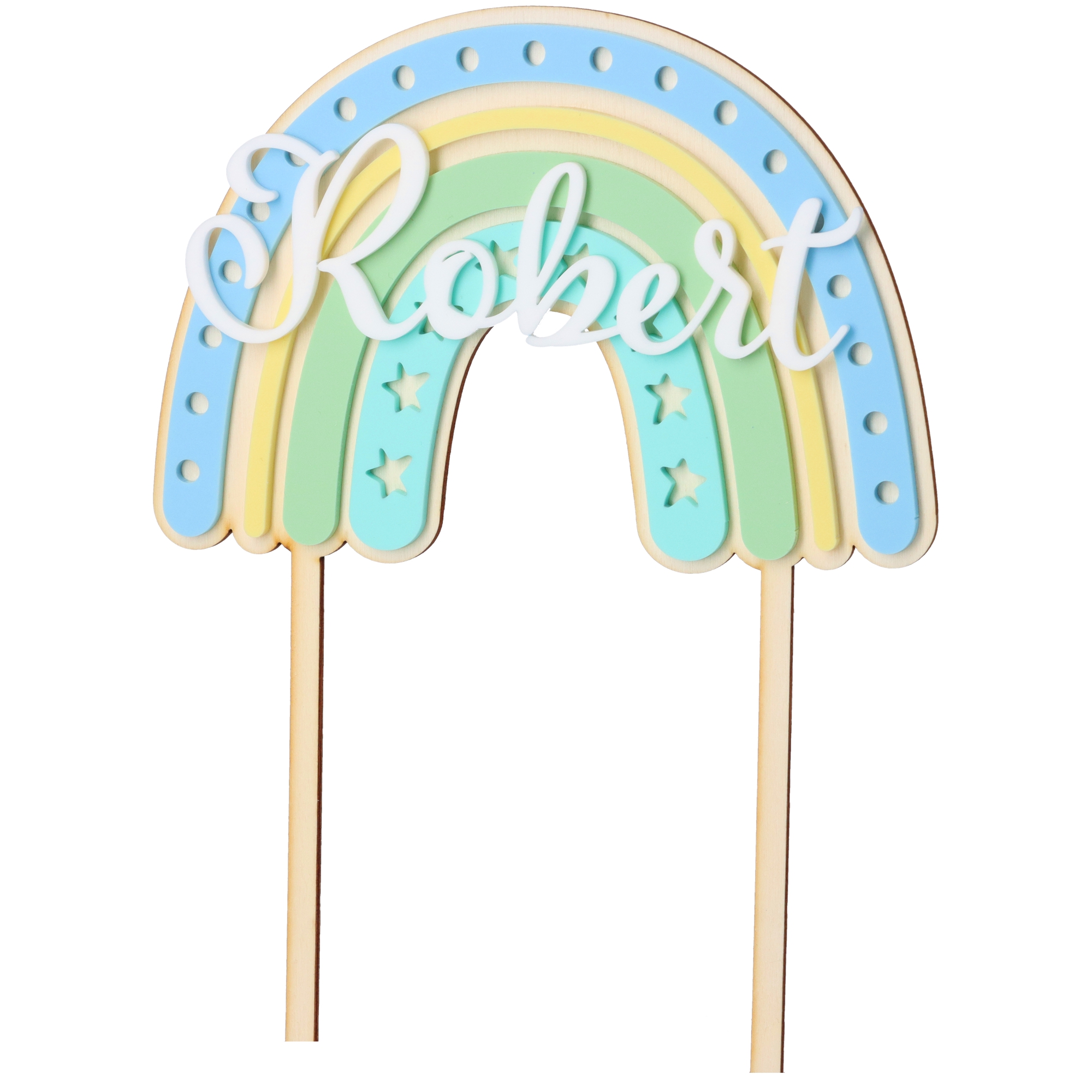 Cake Topper Regenbogen mit Sternen & Namen