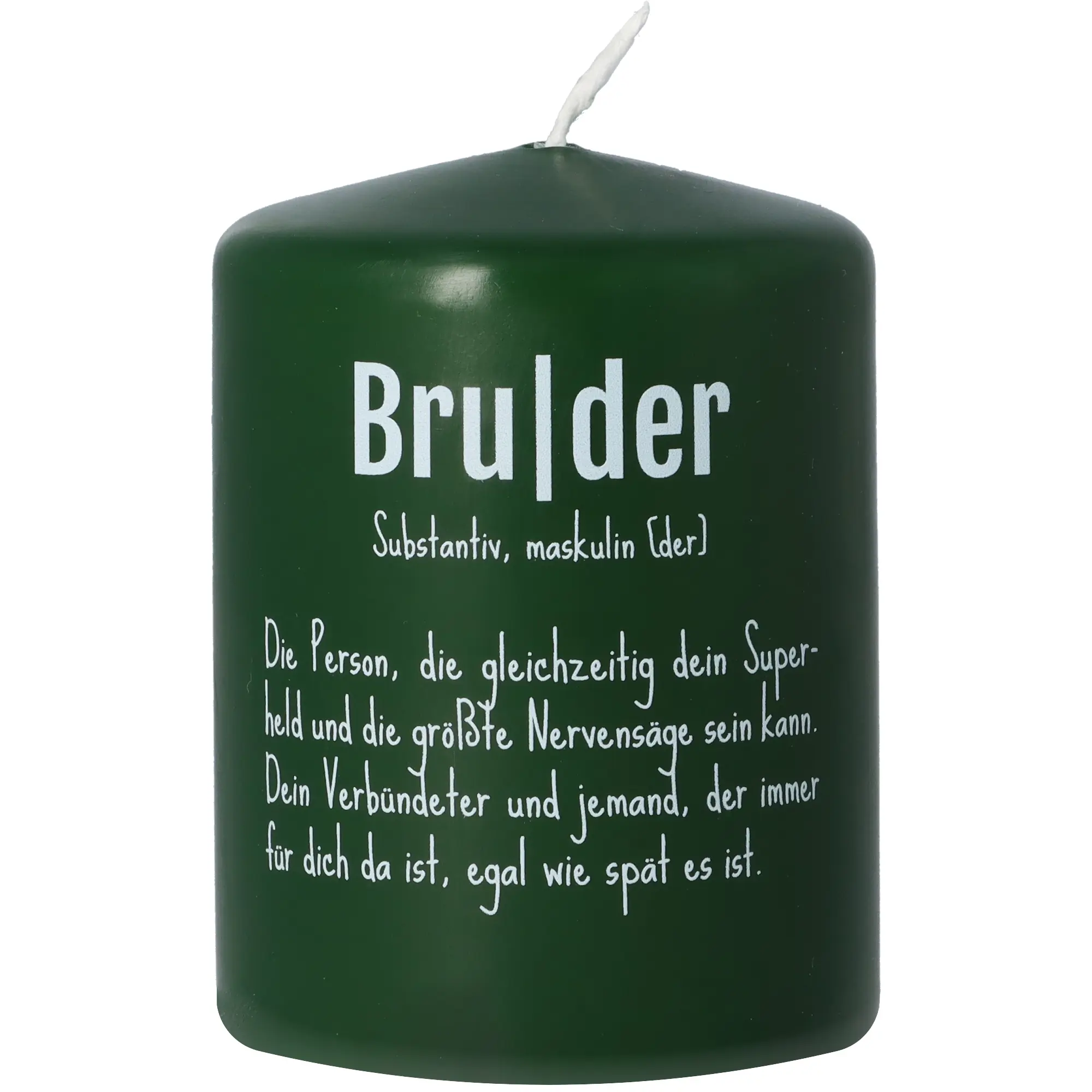 Stumpenkerze "Bruder Definition"